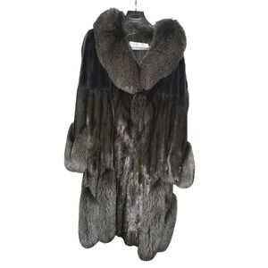 Christian Dior by John Galliano Green Mink Fox Silk Fur Coat 2006 Art Deco Rare